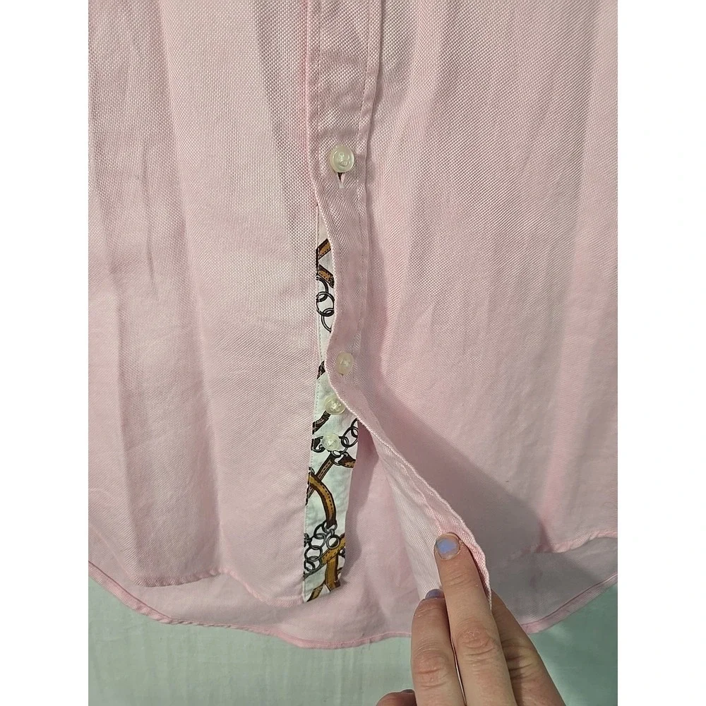 Zara Man Asian Fit Button Down Shirt Men's 15 Pink Long Sleeve Flip Cuff‎ Cotton